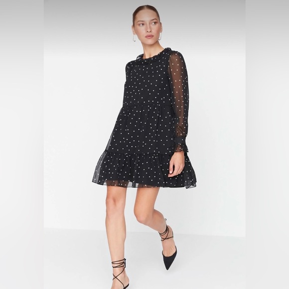 Black Polka Dot Dress Trendyol - Picture 2 of 5